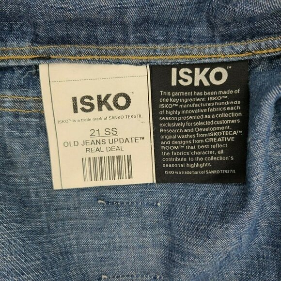 New ISKO Real Deal Denim Jean Chore Jacket Mens M? Button Front - Picture 6 of 8